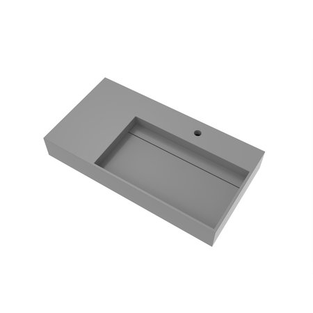 Castello Usa Juniper 36” Right Basin Solid Surface Wall-Mounted Bathroom Sink in Gray CB-GM-2056-R-G